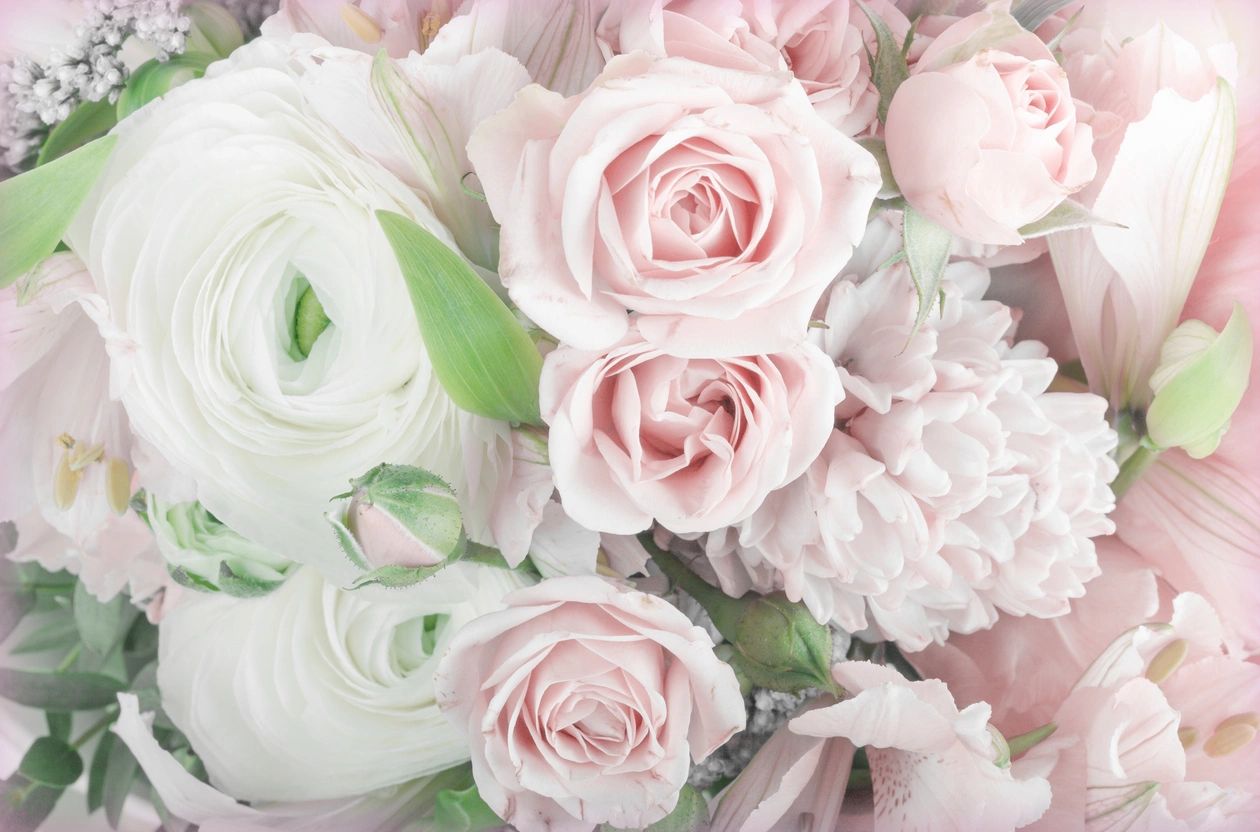 Hand-tied garden bouquet with ribbon